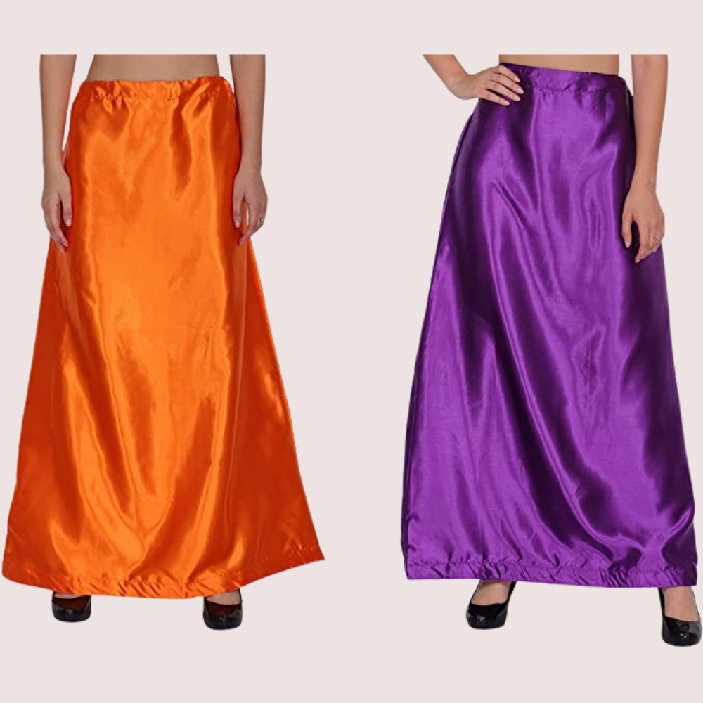 Women's Glossy Silk Underskirt Combo Orange Purple. - 2 Pack - product image 3