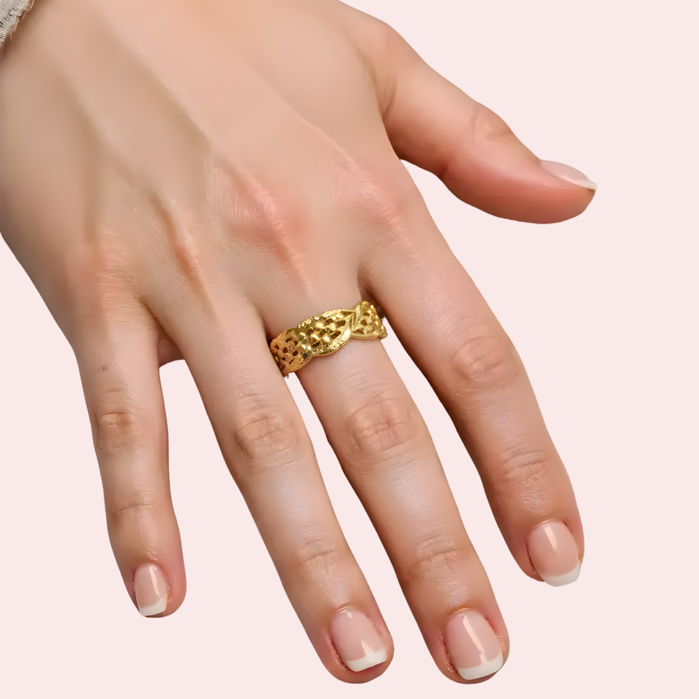 Intertwined Leaf Design Gold Finish Ring For Women - product image 1
