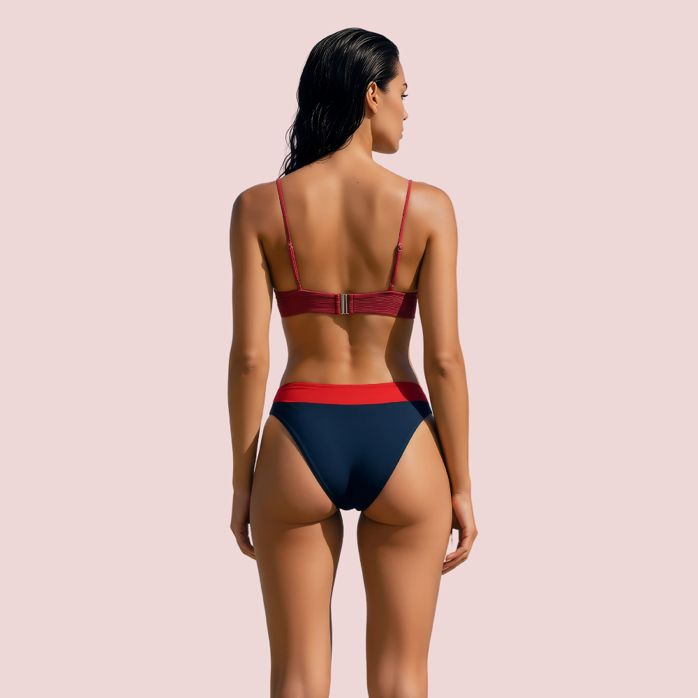 Sporty V-Neck Bralette Bikini Top With Thin Straps (Top Only) - product image 2