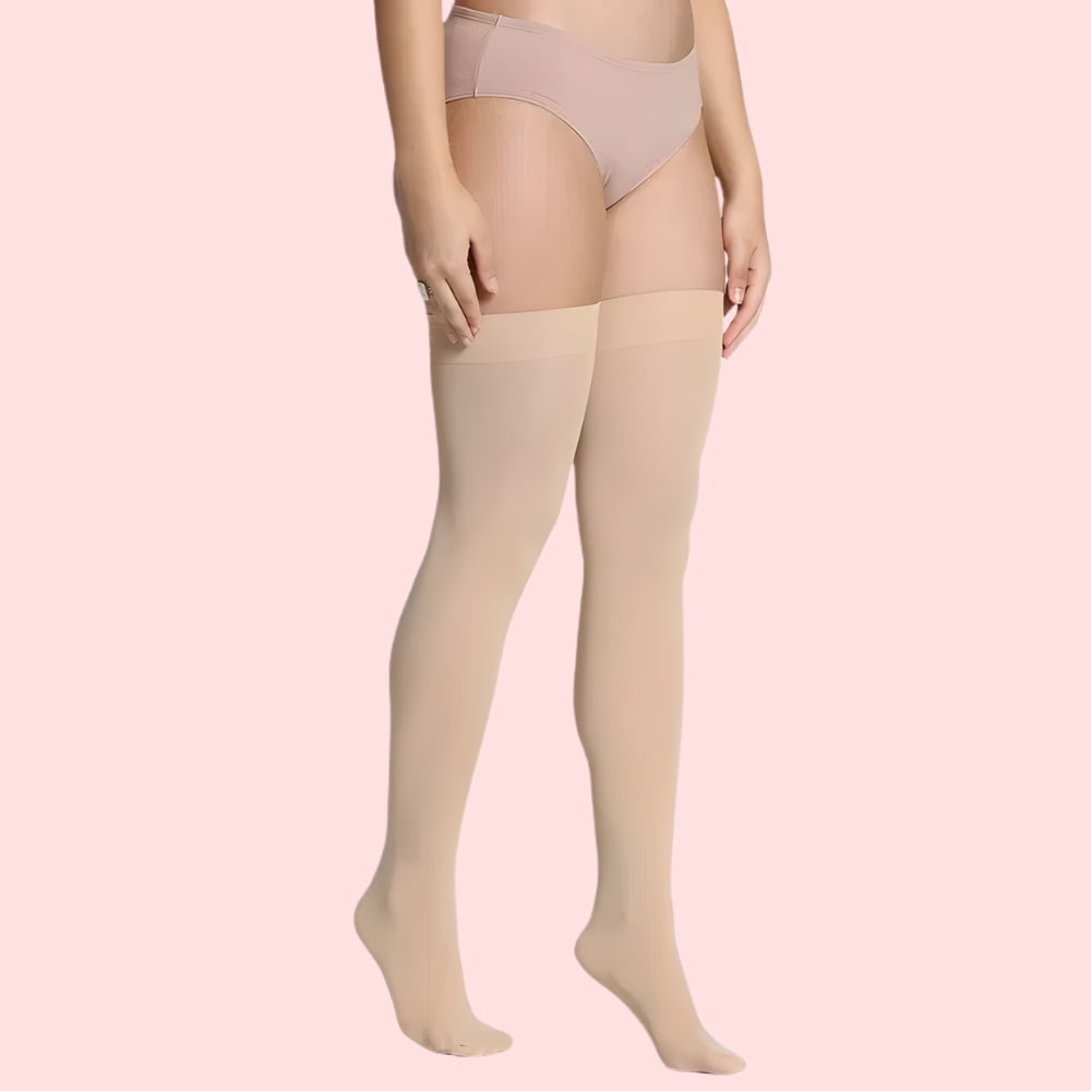 Classic Duo Thigh-High Stockings (Black + Nude) - 2 Pack - product image 2