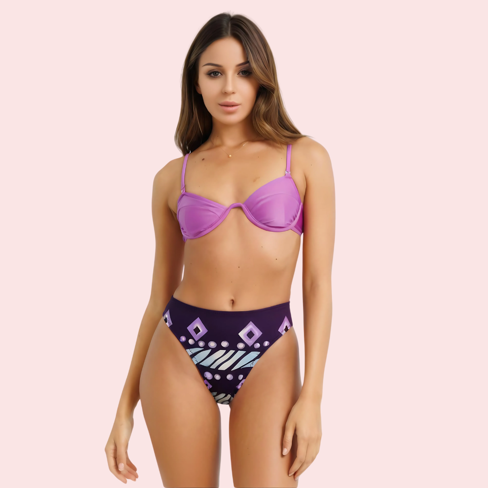 High-Waisted Tribal Geometric Print Bikini Bottom (Bottom Only) - product image 1