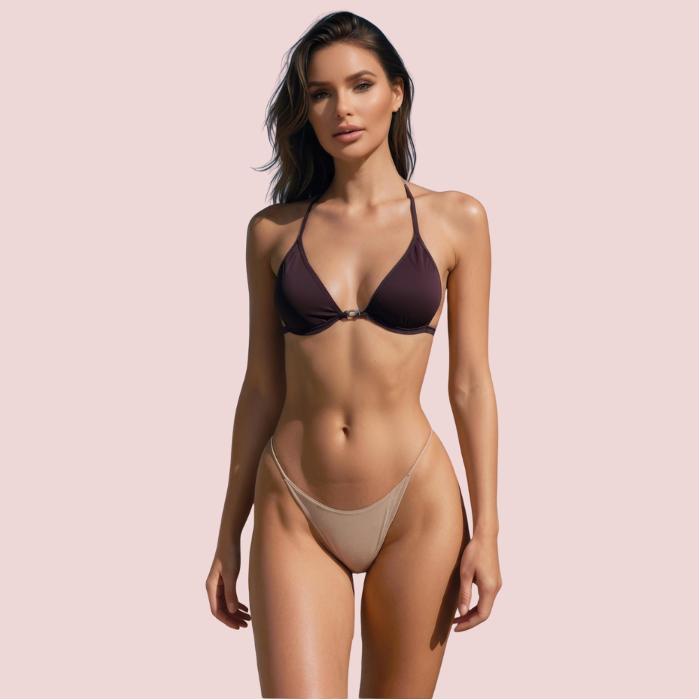 Classic Halter Triangle Bikini Top In Deep Espresso Brown (Top Only) - product image 1