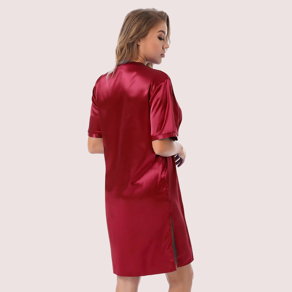 Silk Satin Maroon Short Sleepwear - product image 3