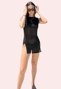Sheer Black Mini Dress With Dual Open Slits - product image 1
