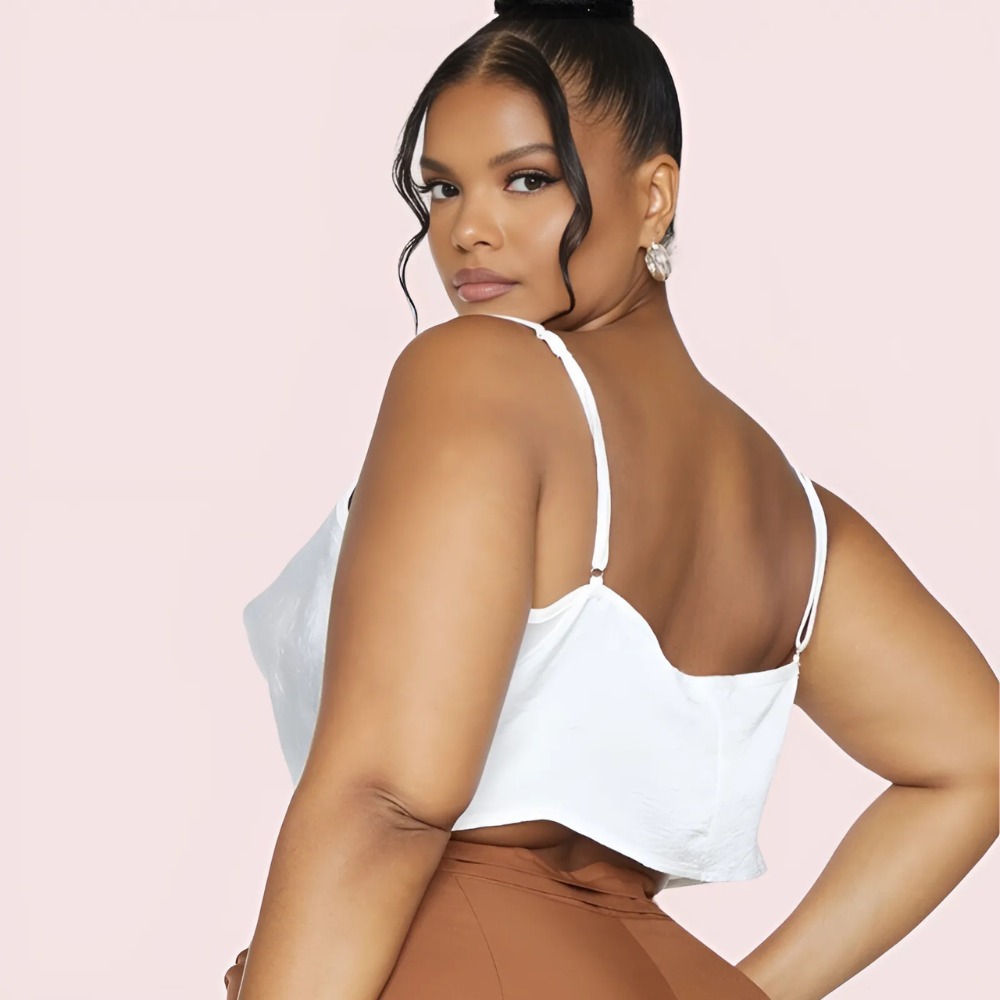 Plus-Size White Satin Cropped Cowl Neck Cami Top - product image 3