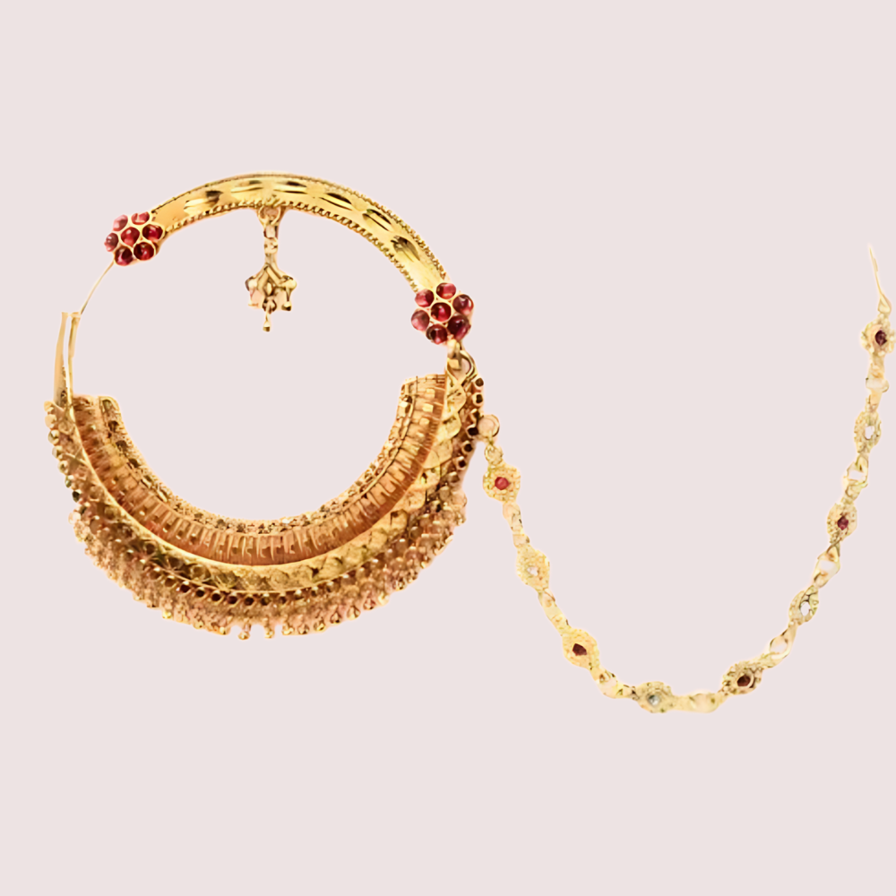 Luxe Gold-Plated Bridal Nath With Chic Chain Design - product image 2