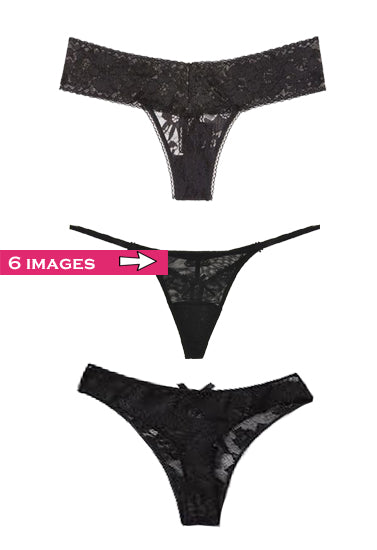 Lace Mesh Thong Panties - Style 0029 - product image 1