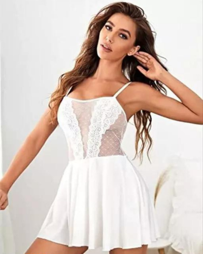 Pure Elegance White Lace Babydoll Nightwear - product image 3