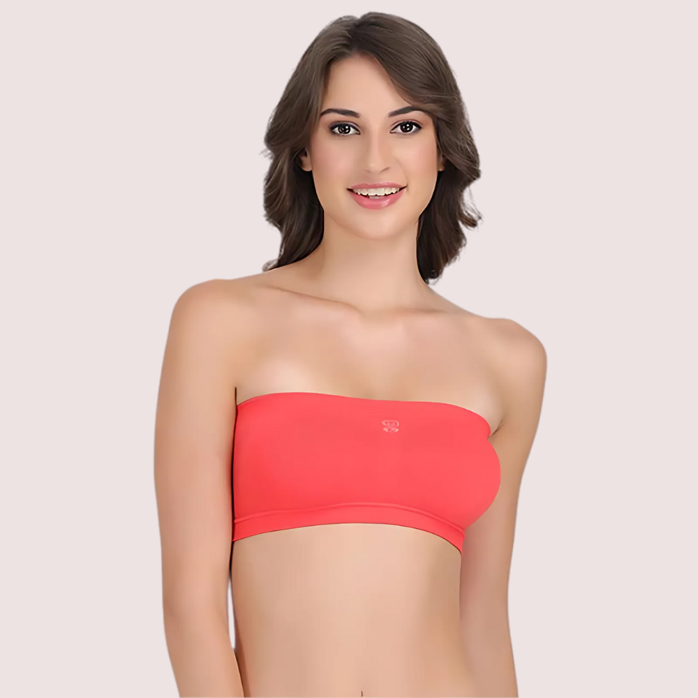 Coral Red Tube Bandeau Bra Top For Her - product image 1