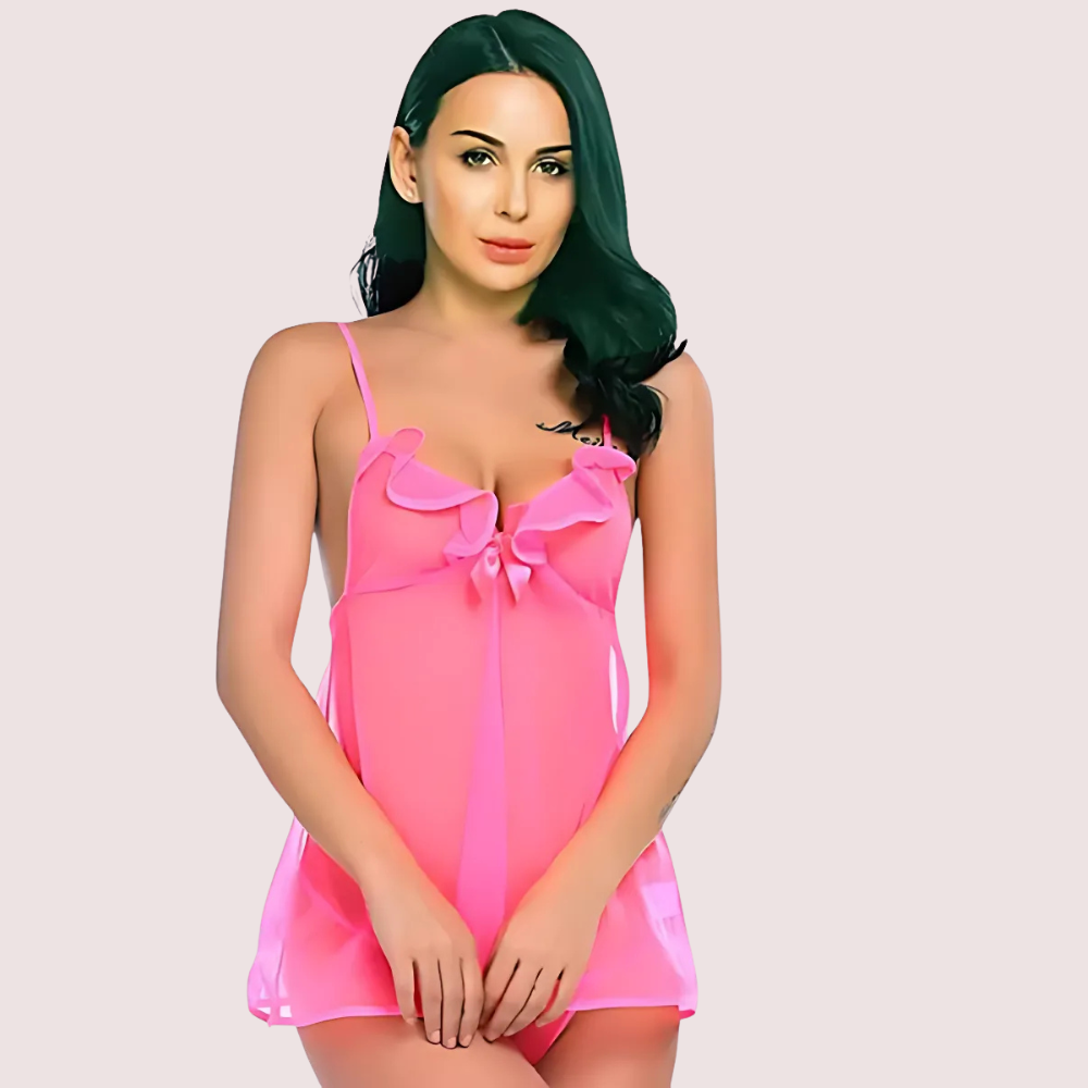Sheer Lace Babydoll With Matching G-String - product image 1