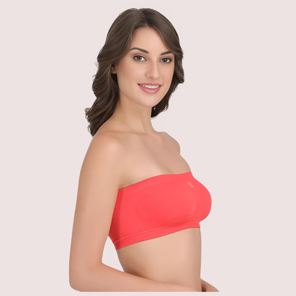 Coral Red Tube Bandeau Bra Top For Her - product image 2