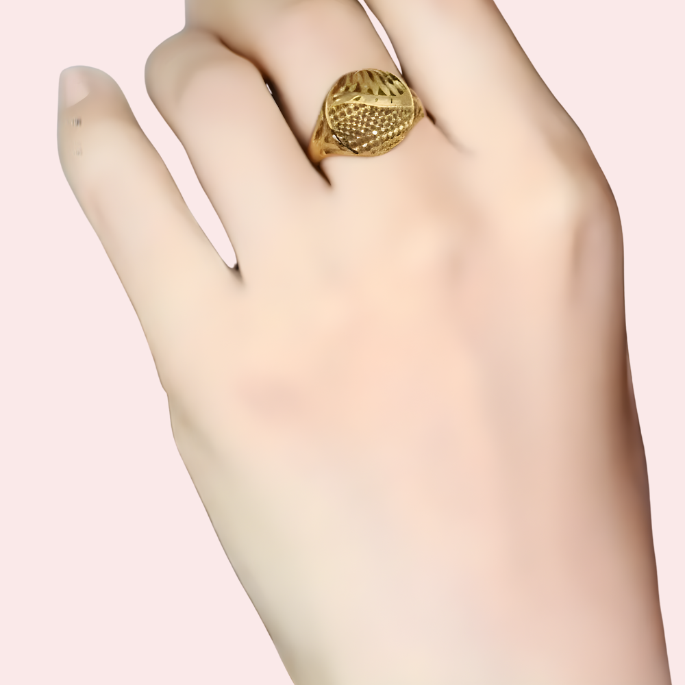 Minimal Textured Dome Design Gold Polish Ring - product image 1