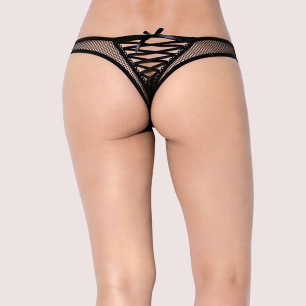 Sans Complexe Black Floral Lace High-Waist Thong - Style 0574 - product image 2