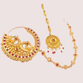 Garhwali Gold Plated Bridal Nose Ring With Chain - product image 1