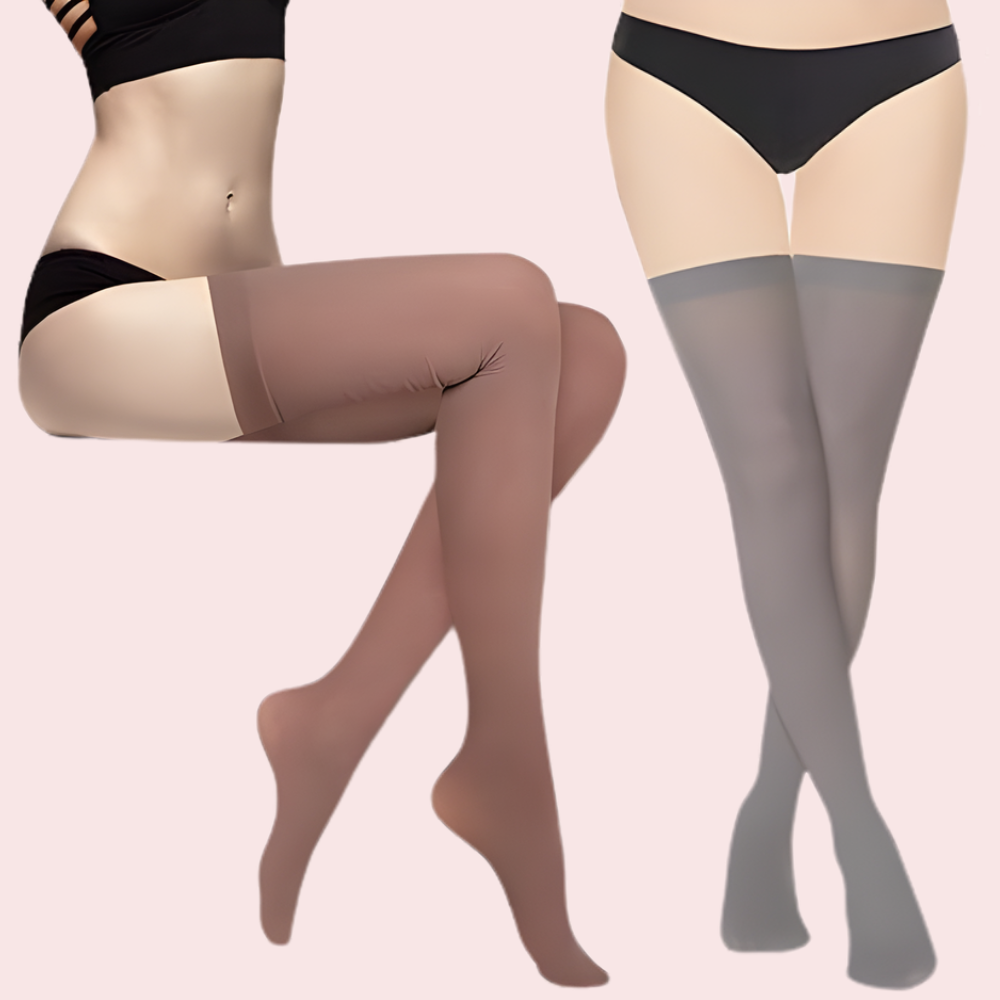 Soft Sheer Thigh-High Stockings - (Brown & Grey Combo) - 2 Pack - product image 1