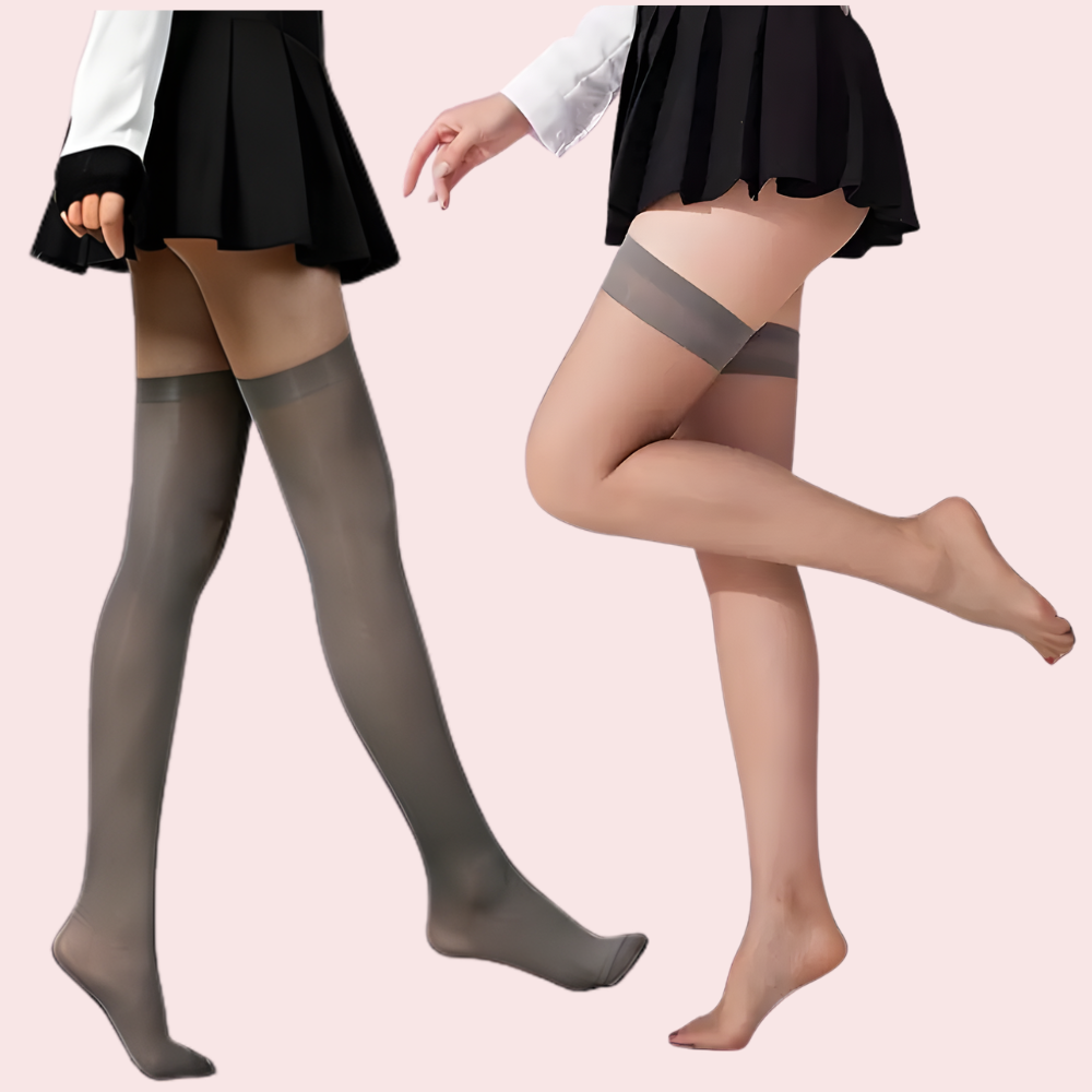Premium Thigh-High Sheer Stockings - (Grey & Nude Combo) - 2 Pack - product image 1