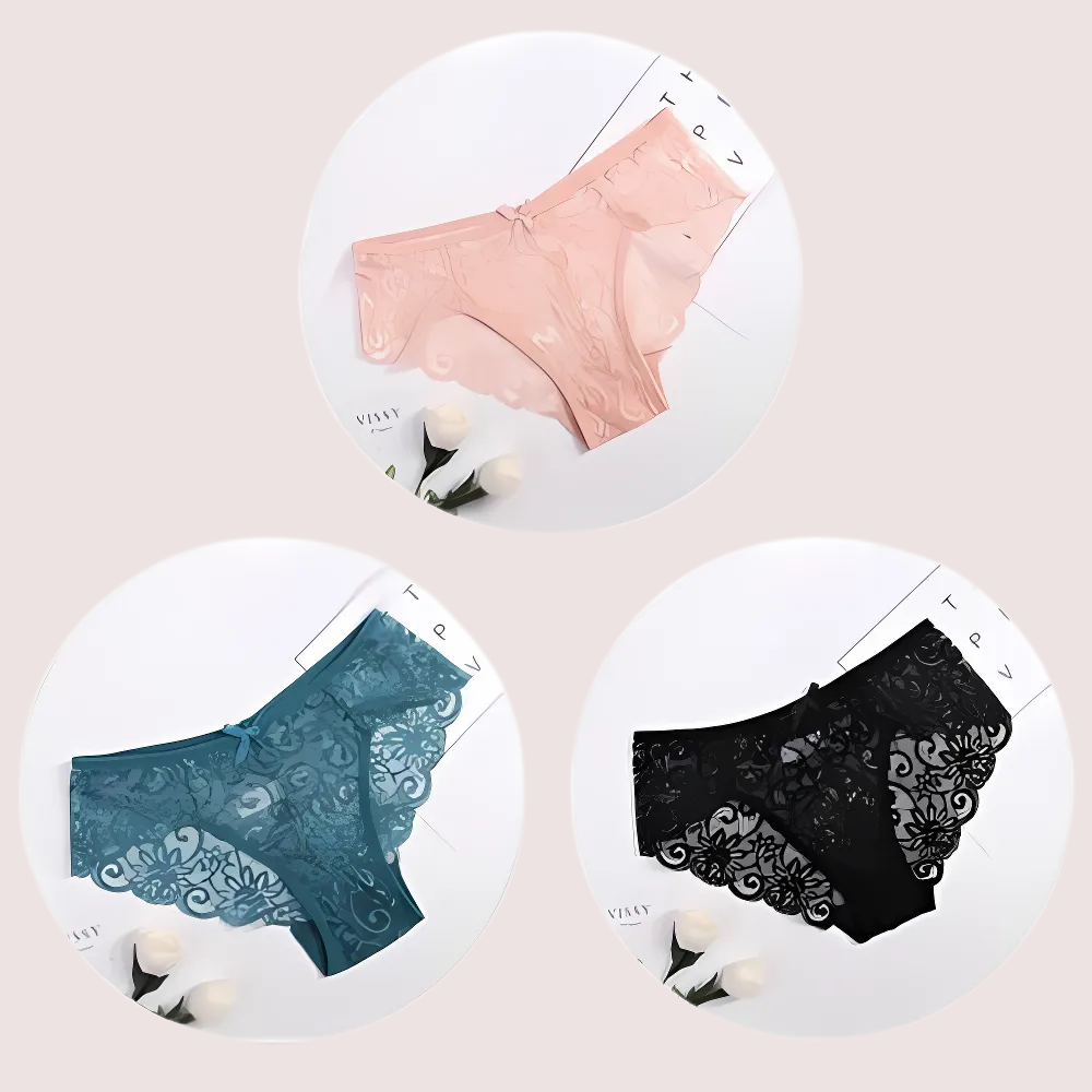 Women's Floral Bow Lace Panties - 3 Pack - product image 2