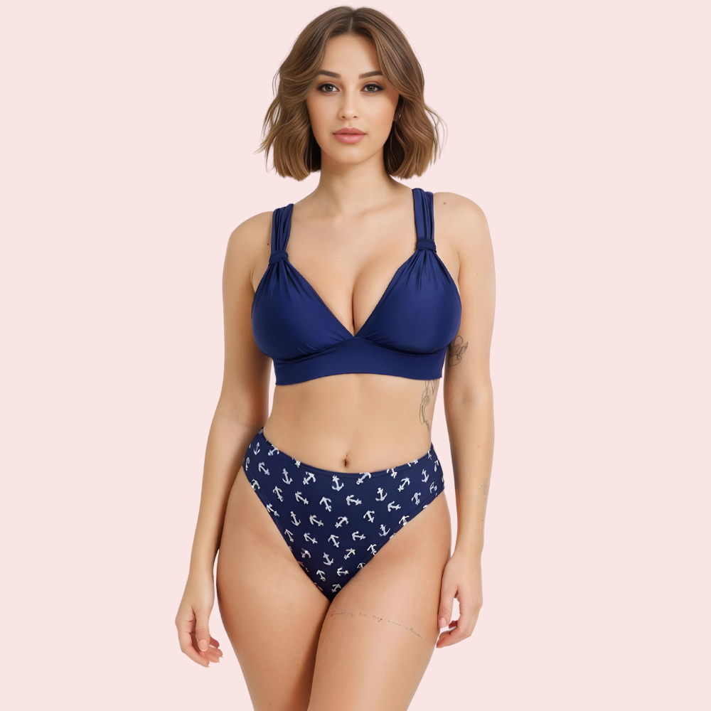 Nautical High-Waisted Anchor Print Bikini Bottom (Bottom Only) - product image 1