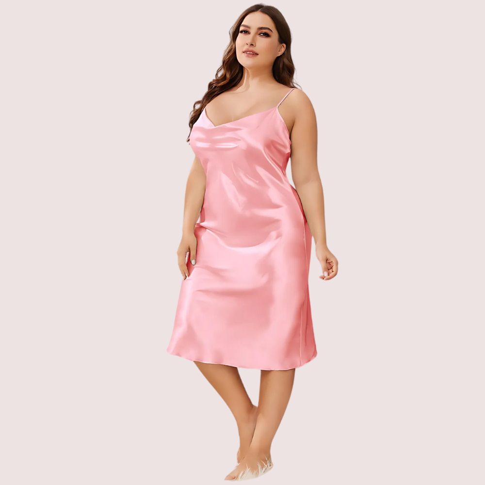 Plus-Size Solid Satin Slip Dress (4XL-5XL) - product image 2
