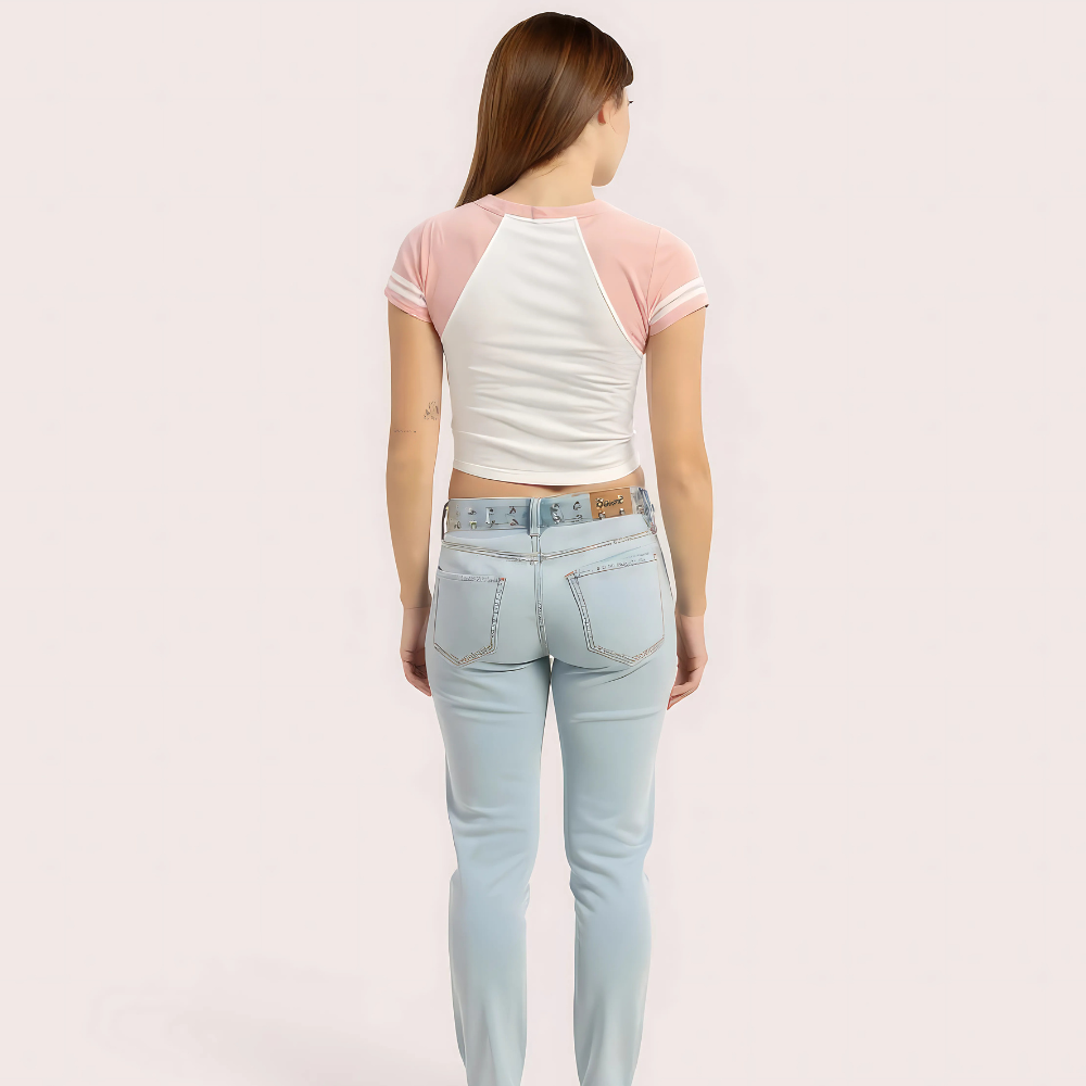 Women's Pink Brooklyn 76 V-Neck Crop Top - Sporty Graphic Tee - product image 2