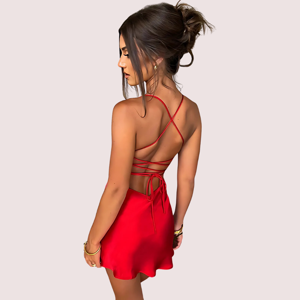 Summer Glow Satin Open-Back Dress - product image 3