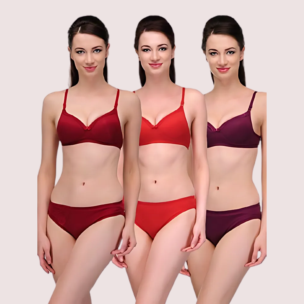 Elegant Solid Color Bra Sets - 3 Pack - product image 1