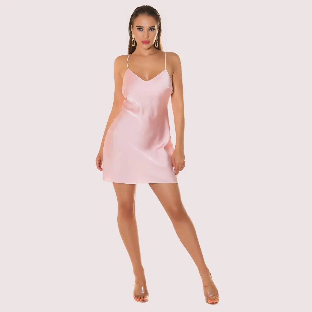 Sun-Kissed Satin Backless Party Dress - product image 1