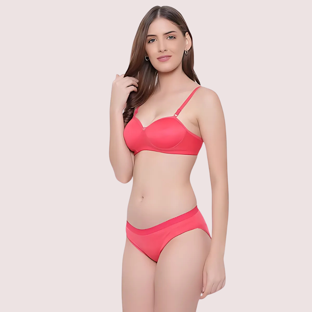 Non-Wired Cotton Push-Up Bra Panty For Women - 2 Pack - product image 2