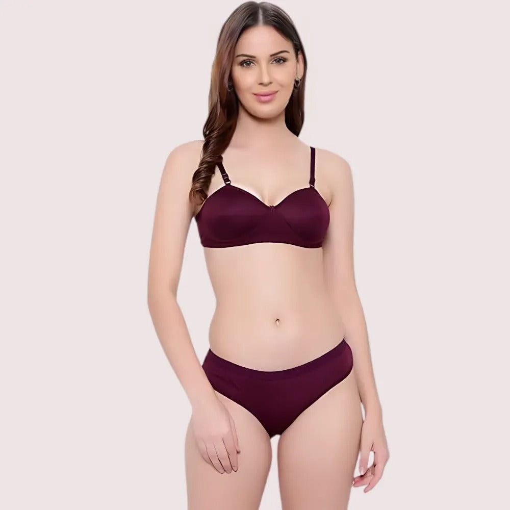 Padded Non-Wired Push-Up Bra Panty Set - 2 Pack - product image 1