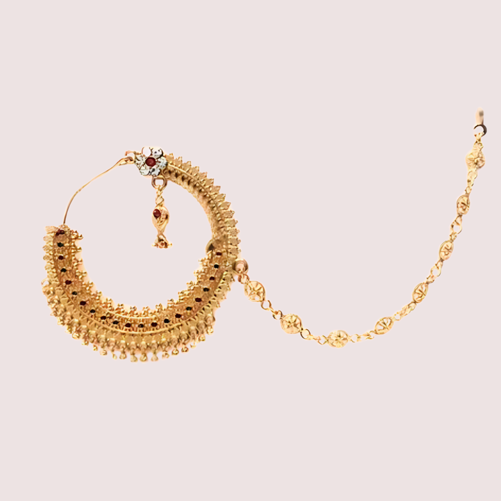 Luxe Gold-Plated Bridal Nath With Chic Chain Design - product image 3