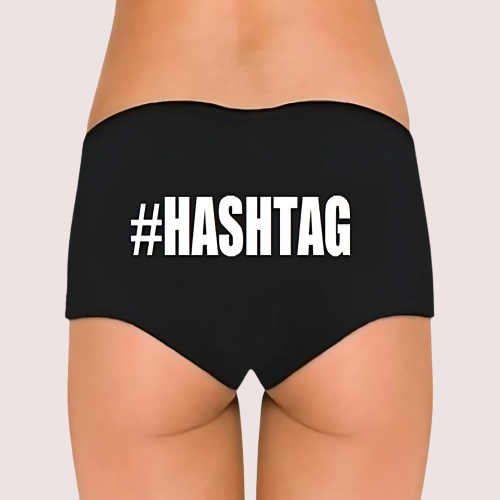 Customize Black Hashtag Cotton Boyshort Panty - product image 1