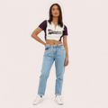 Women's Purple Campus Zip Polo Crop Top - Collegiate-Inspired Style - product image 1