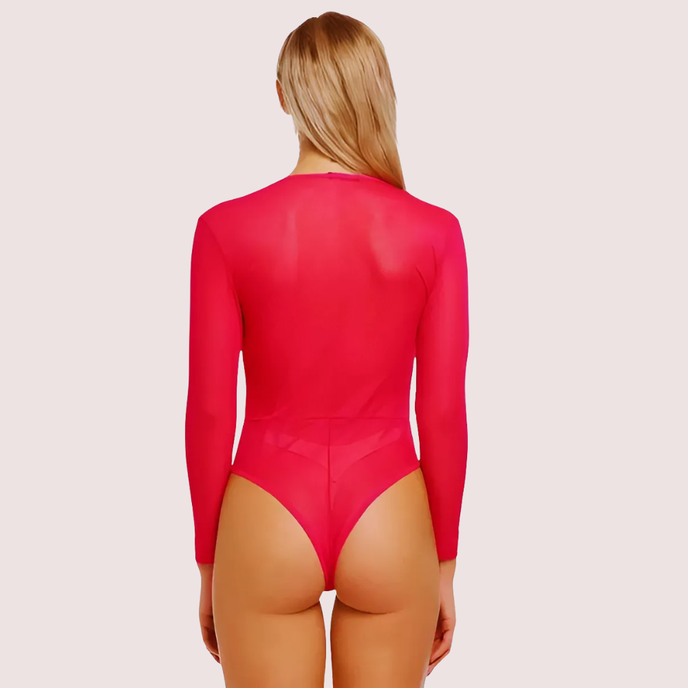 Sheer And Opaque Bodysuit For Women - product image 2