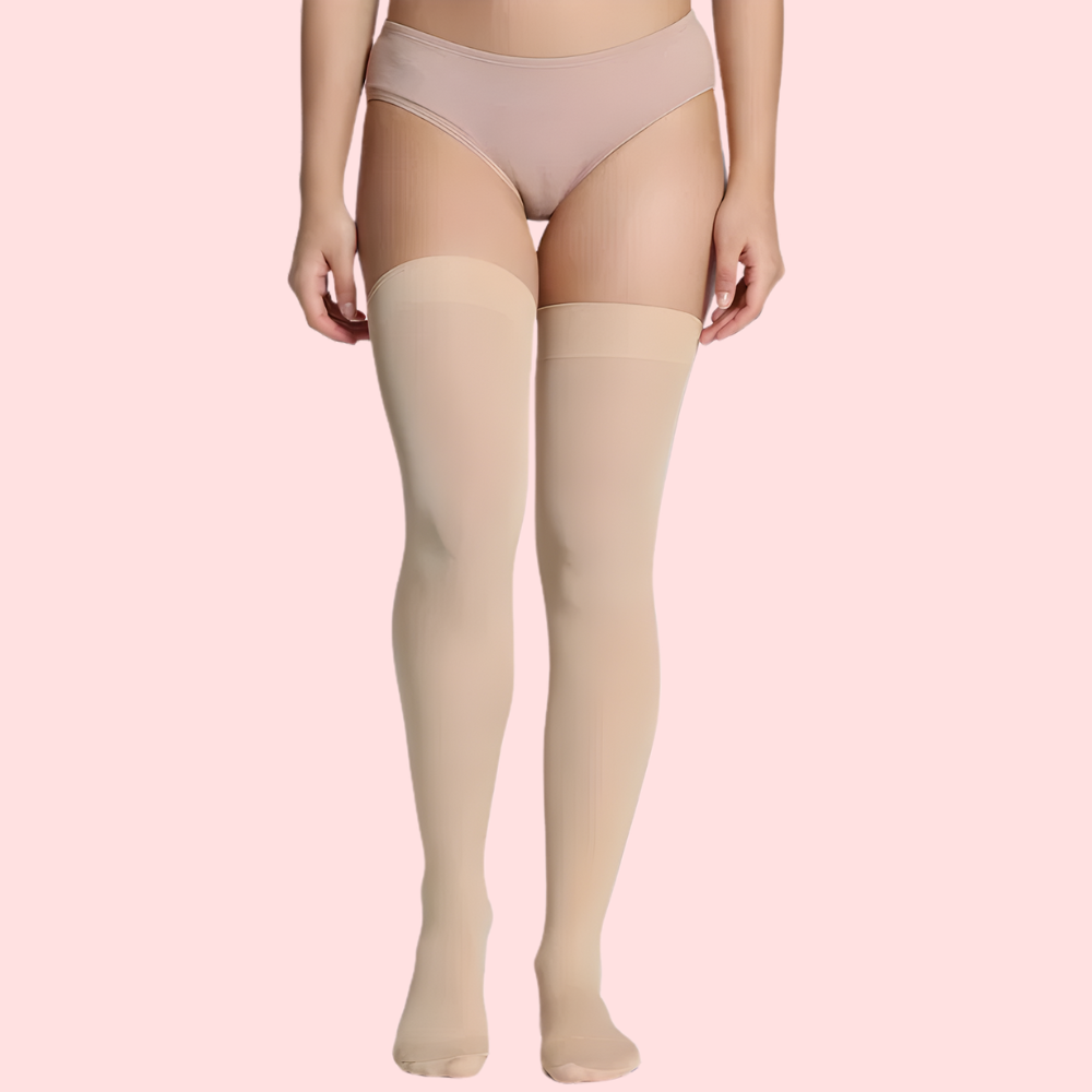 Classic Duo Thigh-High Stockings (Black + Nude) - 2 Pack - product image 1