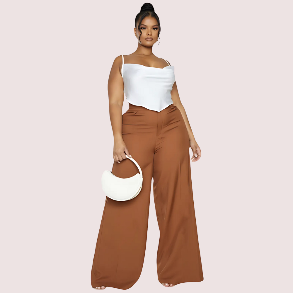 Plus-Size White Satin Cropped Cowl Neck Cami Top - product image 1