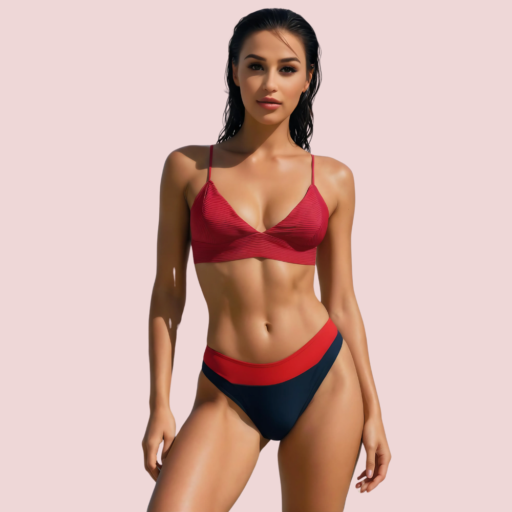 Sporty V-Neck Bralette Bikini Top With Thin Straps (Top Only) - product image 1