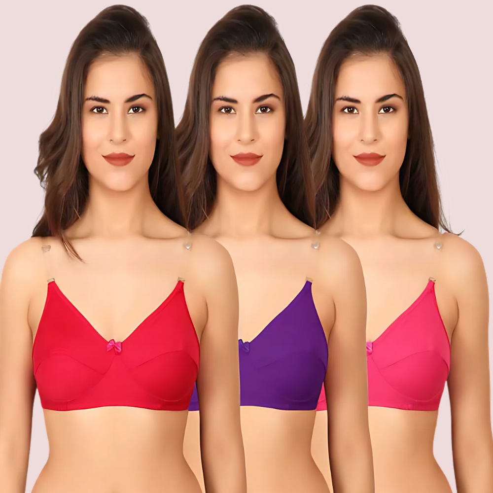 3 Pairs Clear Transparent Back Regular Bras - product image 4