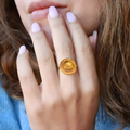 Elegant Floral Medallion Gold-Tone Ring - product image 1