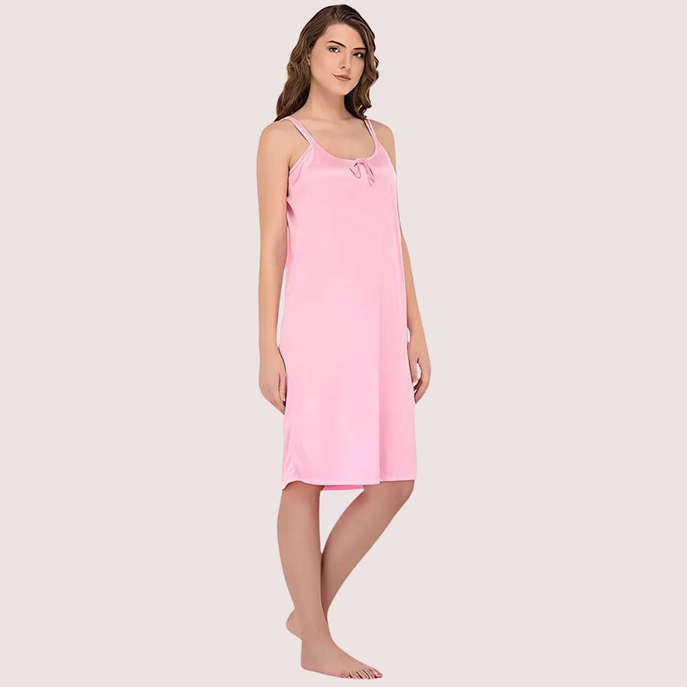 Stylish Knee-Length Pink Satin Nighty - product image 2