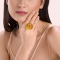 Ethnic Floral Medallion Gold-Tone Ring With Center Accent - product image 1