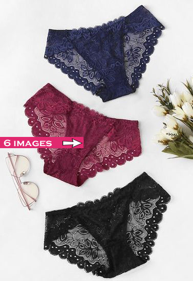 Mixed Sheer Lace Hipster Panties - 3 Pack - product image 1