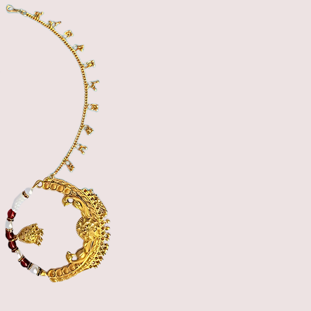 Kumauni Gold-Plated Guluband & Nath Jewellery Set - product image 1