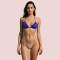 Ruffle Trimmed Halter Triangle Bikini Top In Vibrant Royal Blue (Top Only) - product image 1