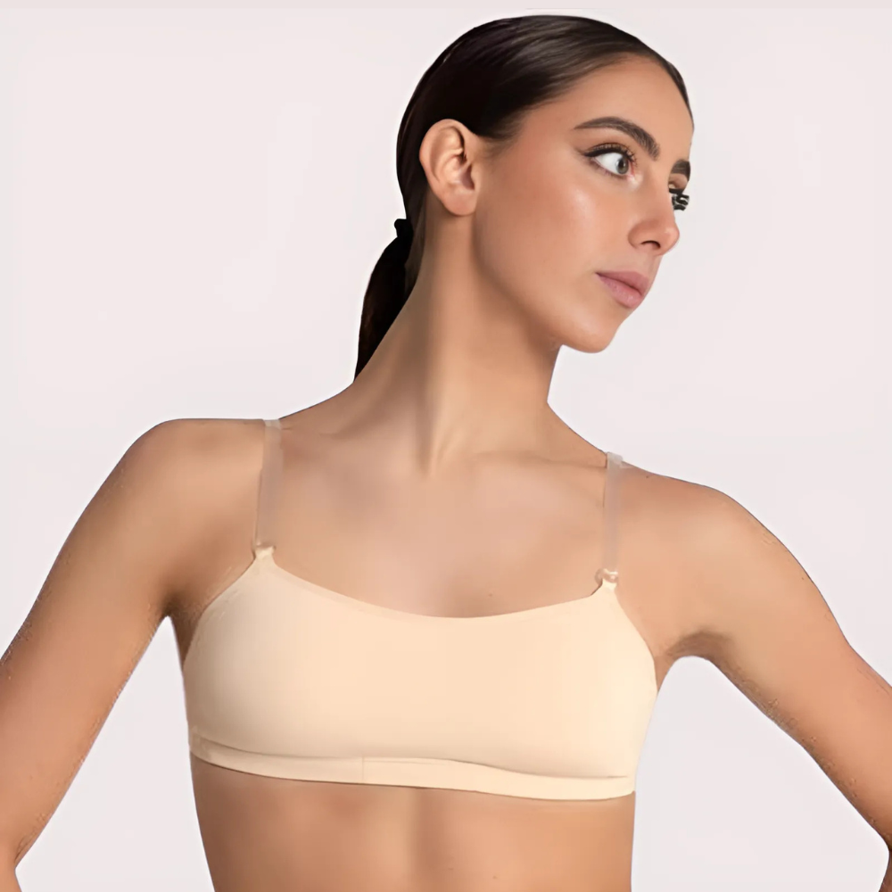 Tube Bandeau Bra With Transparent Straps In Nude - product image 1