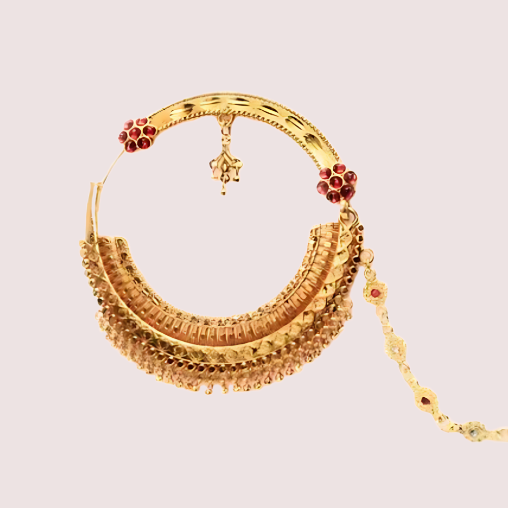 Luxe Gold-Plated Bridal Nath With Chic Chain Design - product image 1