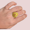 Golden Teardrop Ring With Red Accent - product image 1