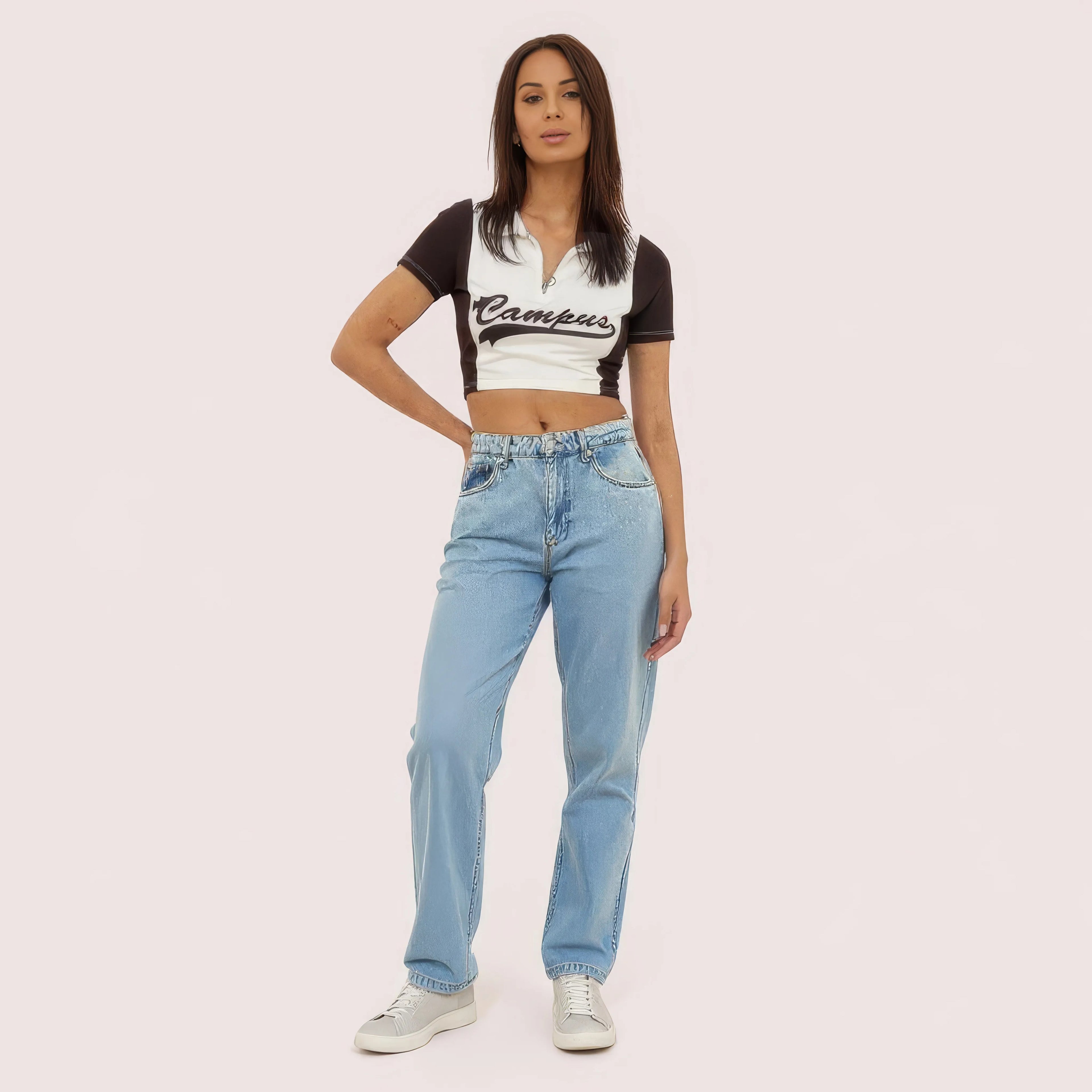 Camper Chic Contrast Zip Crop Top - product image 1