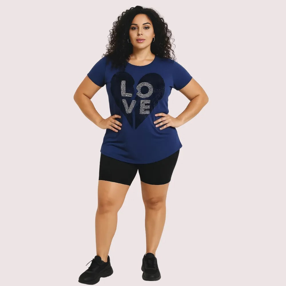 Navy Blue Love Graphic Casual Tee - product image 1