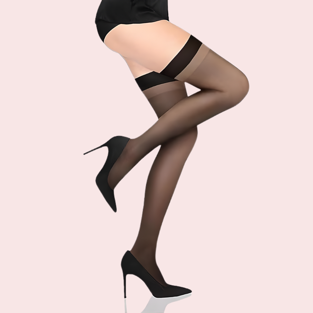 Dual-Shade Thigh-High Sheer Stockings - (Grey & Black) - 2 Pack - product image 3