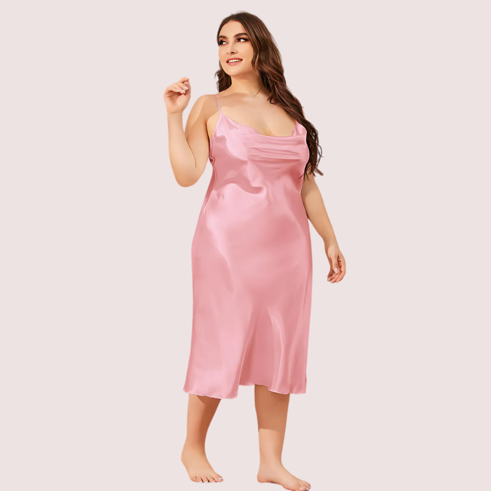 Plus-Size Solid Satin Slip Dress (4XL-5XL) - product image 3